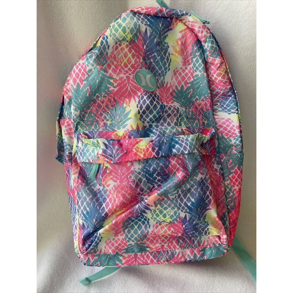Kids Hurley Printed Pineapple Backpack With Lunchbox 1 side bottle pocket New